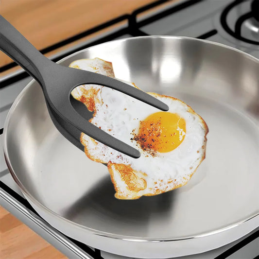 Multi-Use Nylon Grip Flip Tongs and Egg Spatula for Cooking