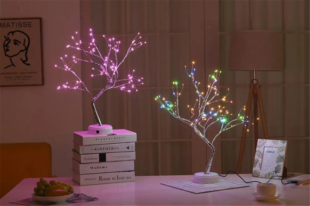 Mini Christmas Tree: LED Fairy Light Garland - A Night Light for Bedrooms and Festive Home Decor