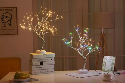 Mini Christmas Tree: LED Fairy Light Garland - A Night Light for Bedrooms and Festive Home Decor