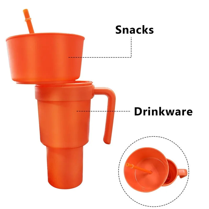 2-in-1 Stadium Snack and Beverage Cup with Handle and Straw