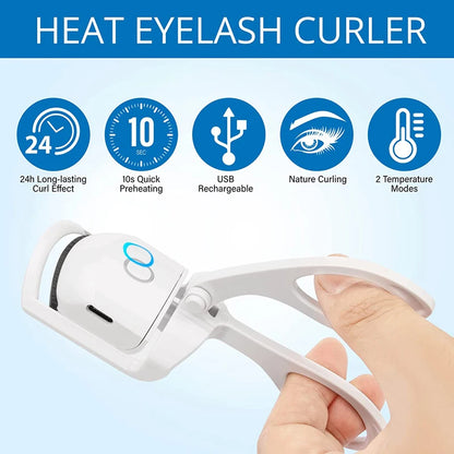 Heated Eyelashes Curler with Quick Heating & Long-Lasting Curling Effect - Rechargeable, 2-Level Temp