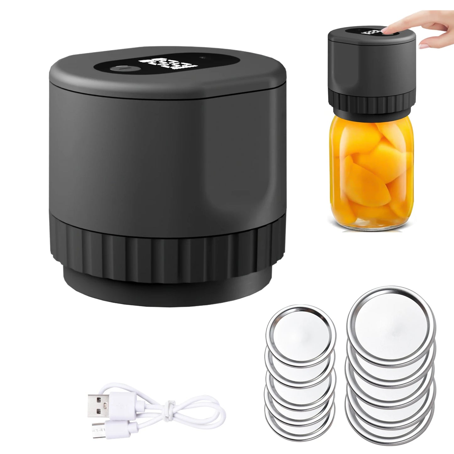 Cordless Electric Vacuum Sealer Kit for Mason Jars with Lids