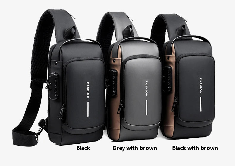 Men's Multifunctional Anti-theft Crossbody Bag with USB Charging