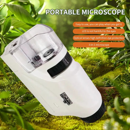 Pocket Microscope Kit for Kids - 60-120x, LED Light, Science Experiment Fun