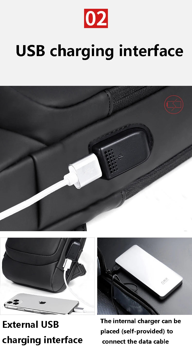 Men's Multifunctional Anti-theft Crossbody Bag with USB Charging