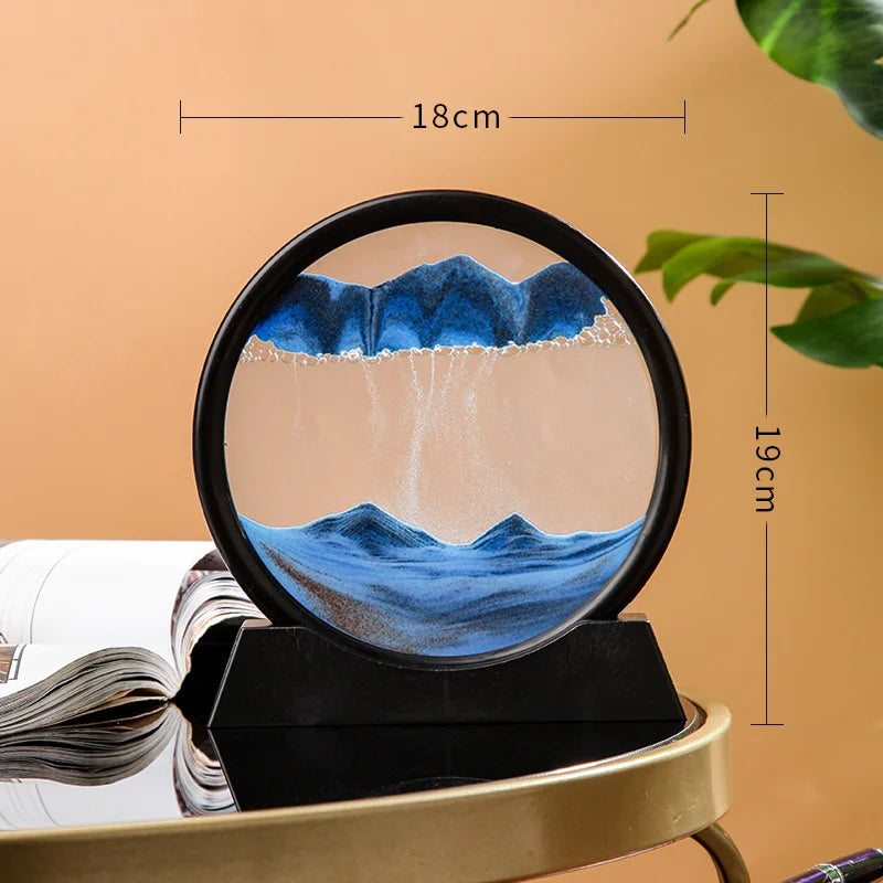3D Deep Sea Sand Art - Glass Hourglass with Flowing Quicksand | Craft for Office and Home Décor