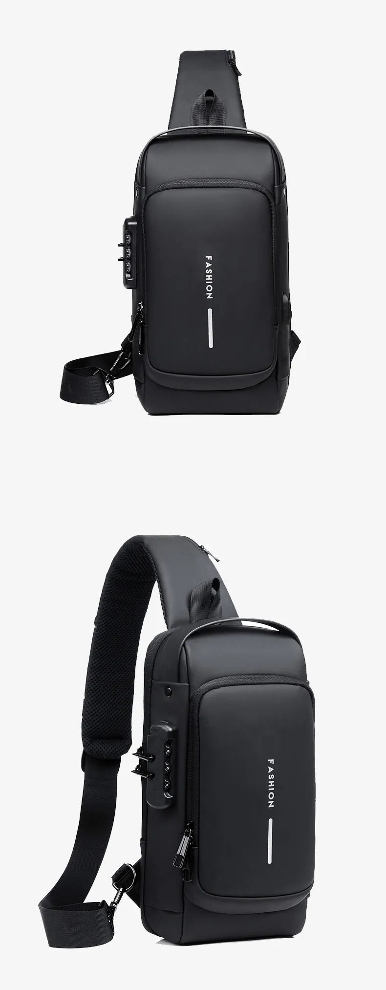 Men's Multifunctional Anti-theft Crossbody Bag with USB Charging