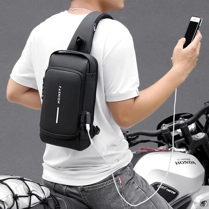 Men's Multifunctional Anti-theft Crossbody Bag with USB Charging