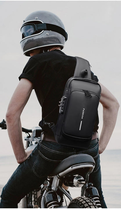 Men's Multifunctional Anti-theft Crossbody Bag with USB Charging