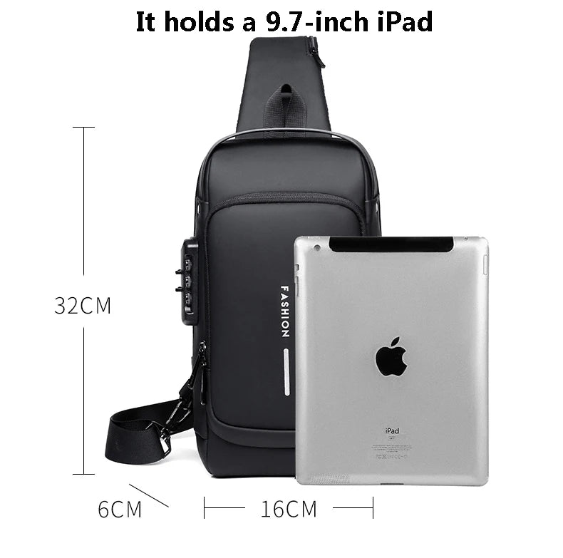 Men's Multifunctional Anti-theft Crossbody Bag with USB Charging