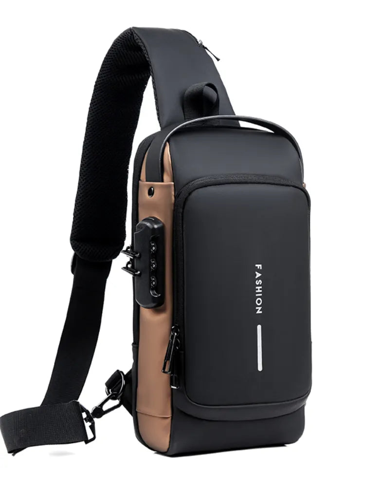 Men's Multifunctional Anti-theft Crossbody Bag with USB Charging