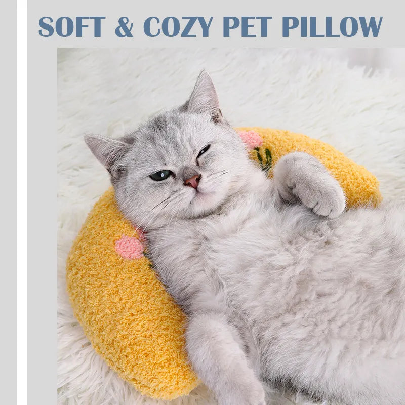 Chic U-Shaped Pet Pillow - The Ultimate Neck Protector and Deep Sleep Headrest for Kittens and Puppies