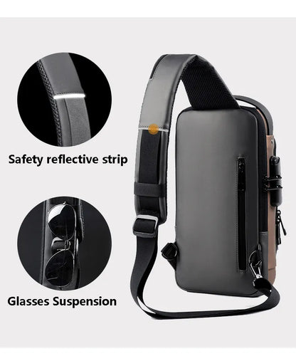 Men's Multifunctional Anti-theft Crossbody Bag with USB Charging