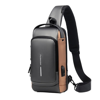 Men's Multifunctional Anti-theft Crossbody Bag with USB Charging