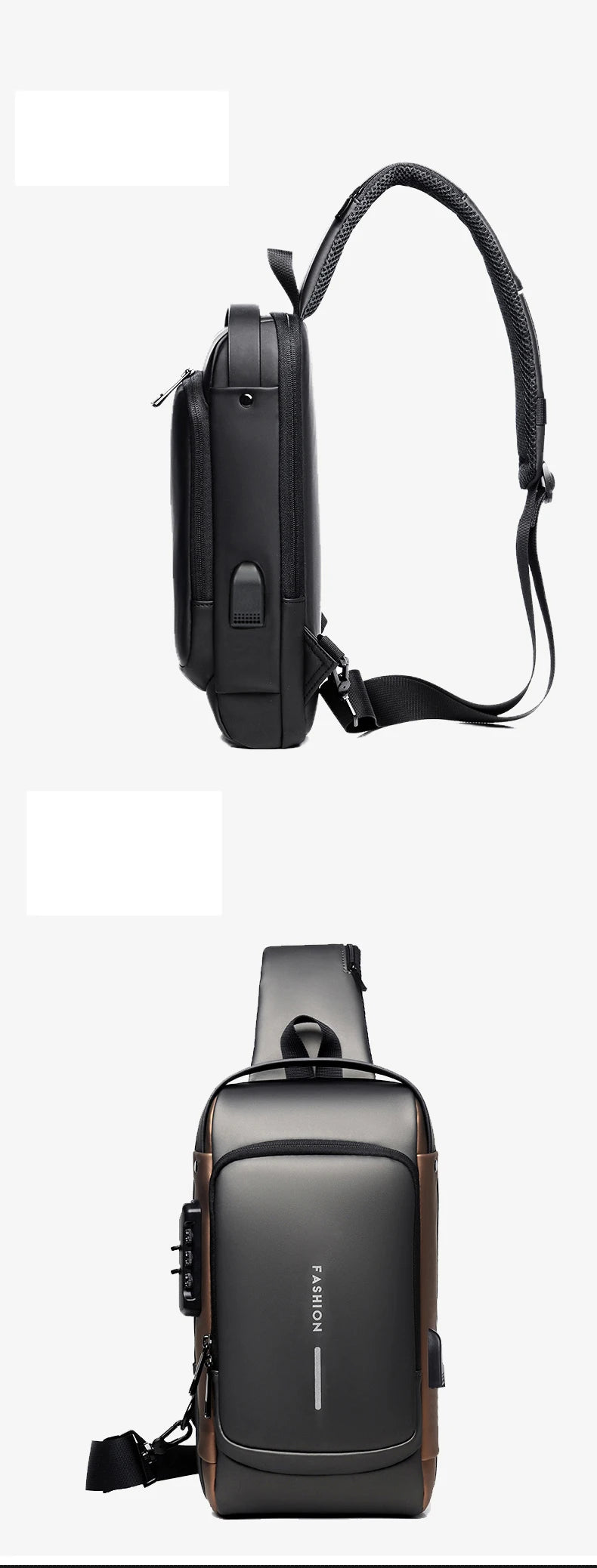 Men's Multifunctional Anti-theft Crossbody Bag with USB Charging