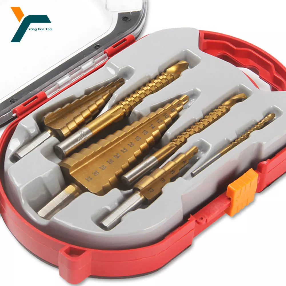Yang Fan Tool Store 6Pcs Step Drill Bit Set - Versatile Wood and Metal Core Hole Opener, 4-12, 4-20, 4-32mm, 3, 6, 8mm.