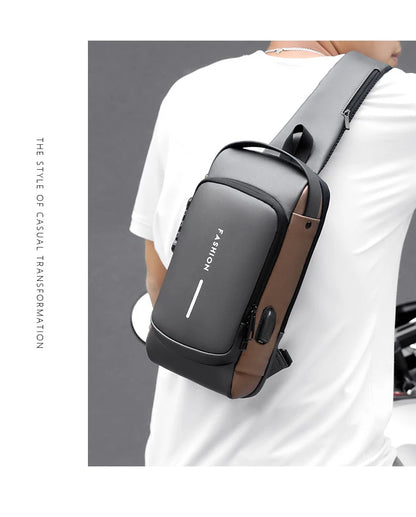 Men's Multifunctional Anti-theft Crossbody Bag with USB Charging