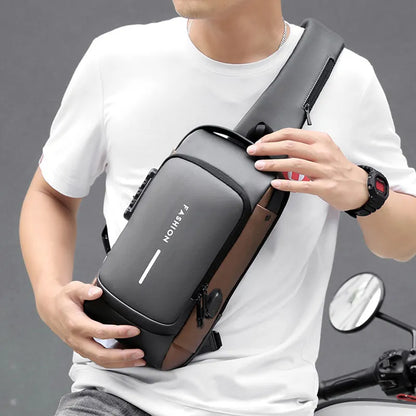 Men's Multifunctional Anti-theft Crossbody Bag with USB Charging