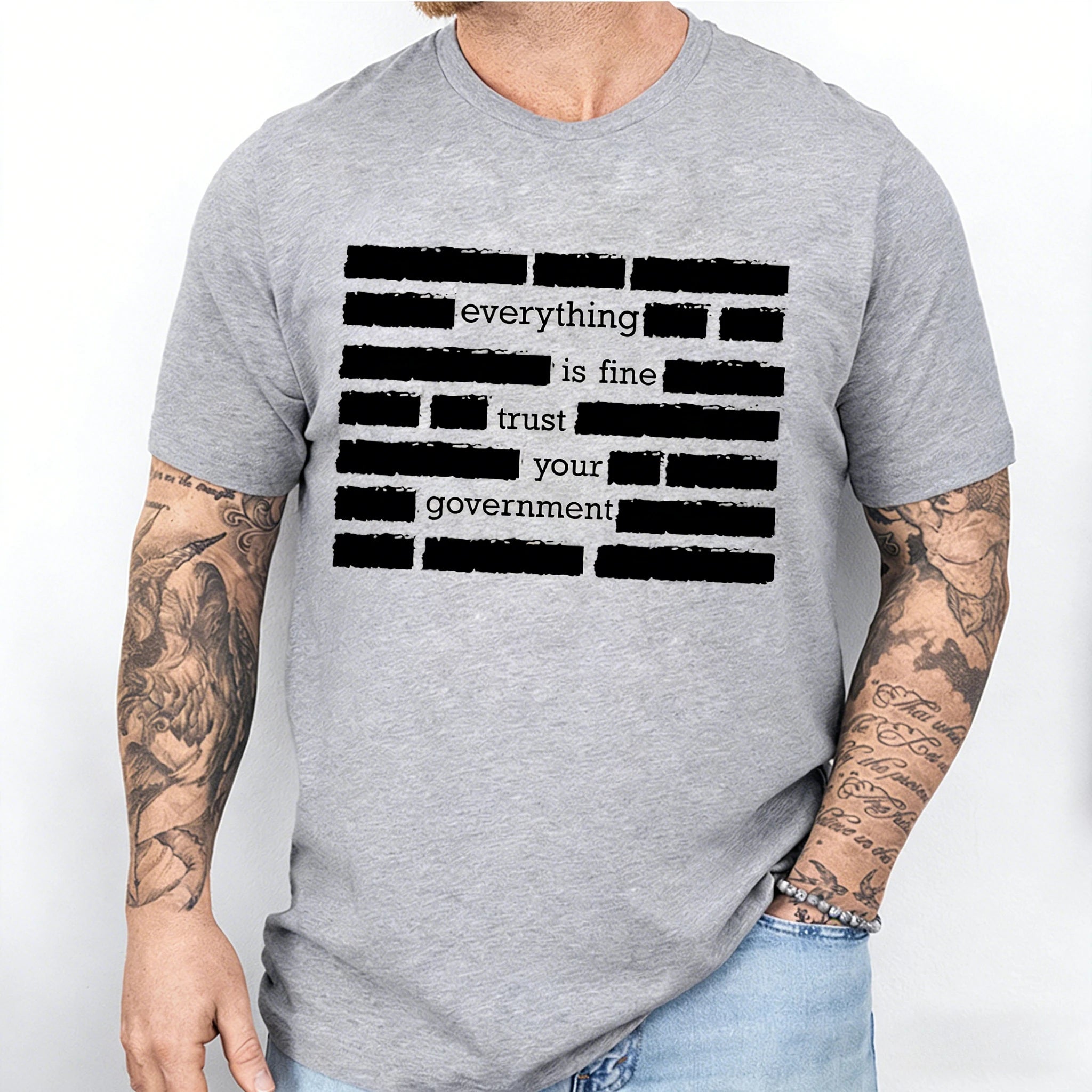 T Shirt for Men Summer Fashion Everything Is Fine Trust Your Government Meme Tees 2026 Short Sleeve Men T-shirt Adult Humor Tops
