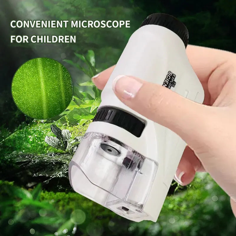 Pocket Microscope Kit for Kids - 60-120x, LED Light, Science Experiment Fun