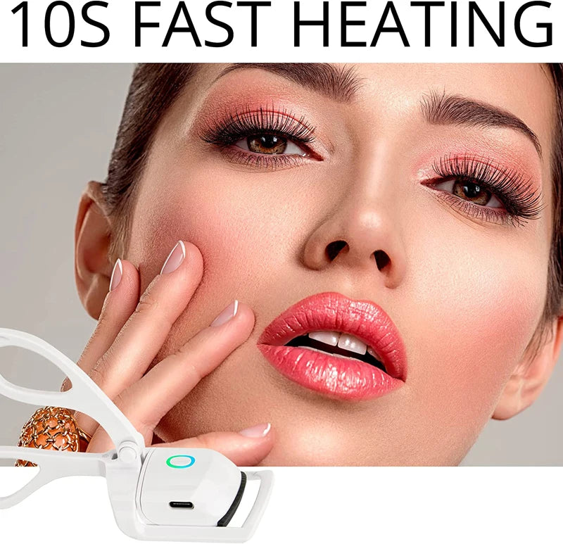 Heated Eyelashes Curler with Quick Heating & Long-Lasting Curling Effect - Rechargeable, 2-Level Temp