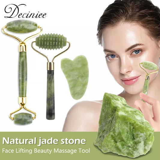 Deciniee Face Care Gua Sha Massager - Natural Stone Gouache Massage Roller Set