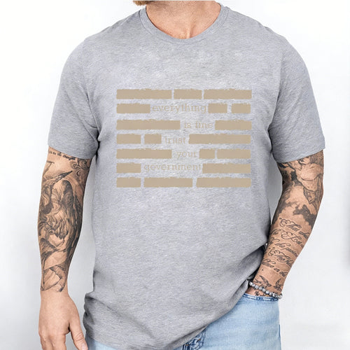 T Shirt for Men Summer Fashion Everything Is Fine Trust Your Government Meme Tees 2026 Short Sleeve Men T-shirt Adult Humor Tops