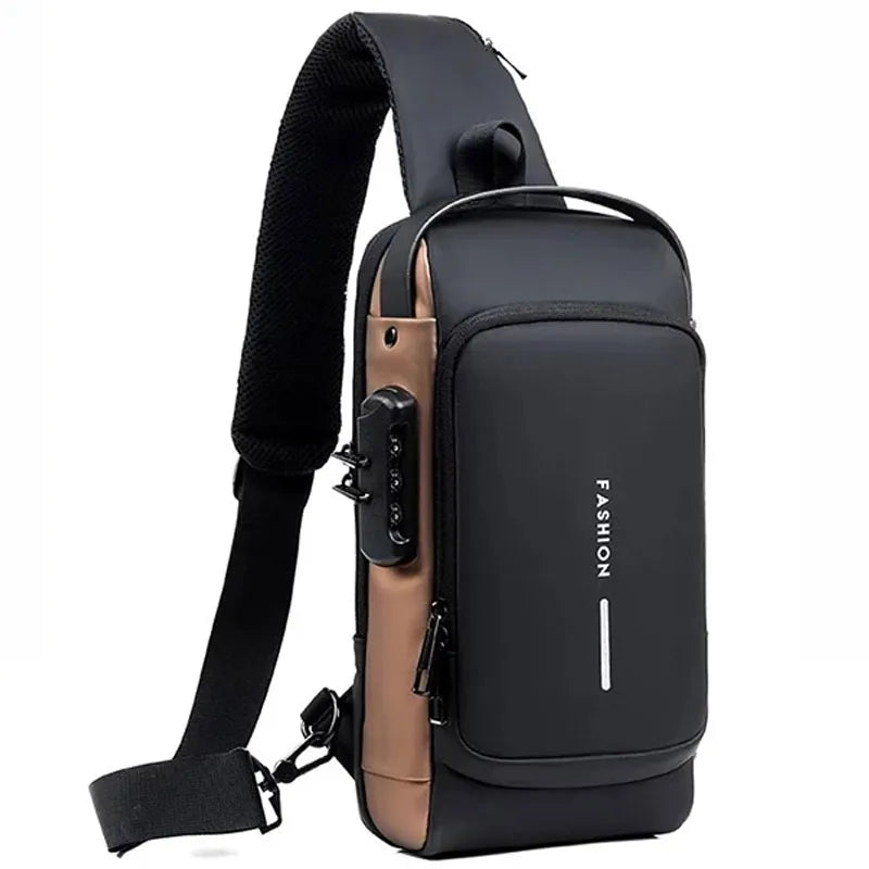 Men's Multifunctional Anti-theft Crossbody Bag with USB Charging